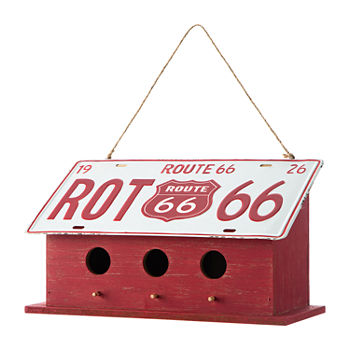 Glitzhome 14in Wood/Metal Licence Plate Bird Houses