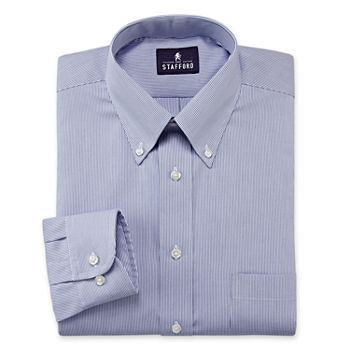 Stafford Mens Wrinkle Free Pinpoint Button Down Collar Oxford Big and Tall Dress Shirt