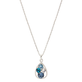 Sparkle Allure Crystal Pure Silver Over Brass 18 Inch Cable Pendant Necklace