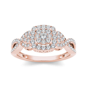 1/2 CT. T.W. Diamond 10K Rose Gold Engagement Ring