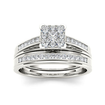 1/2 CT. T.W. Diamond 10K White Gold Bridal Ring Set
