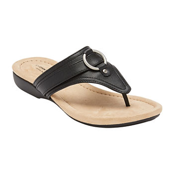 St. John's Bay Womens Zander T-Strap Flat Sandals