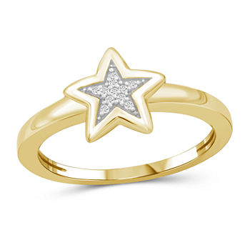 Womens Diamond Accent Genuine White Diamond 14K Gold Over Silver Star Stackable Ring