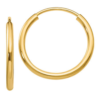 14K Gold 14mm Round Hoop Earrings