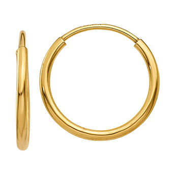 14K Gold 11mm Round Hoop Earrings