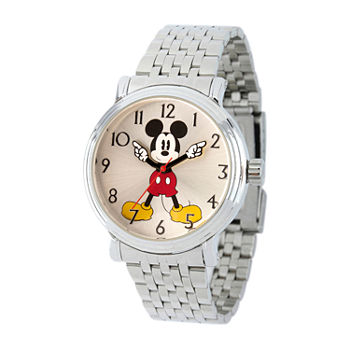 Disney Mickey Mouse Womens Silver Tone Stainless Steel Bracelet Watch Wds000684