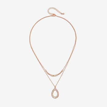 Bijoux Bar Teardrop Pendant 18 Inch Link Strand Necklace