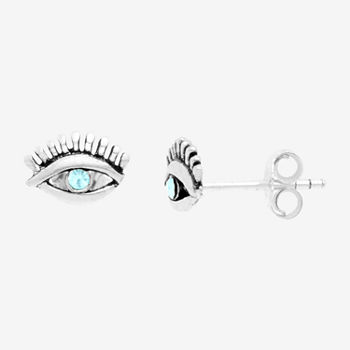 Itsy Bitsy Eye Crystal Pure Silver Over Brass 5.5mm Stud Earrings