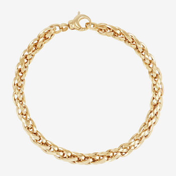 Made in Italy 14K Gold 7.5 Inch Hollow Wheat Chain Bracelet