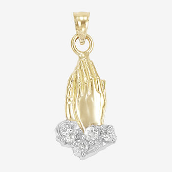 Religious Jewelry Womens White Cubic Zirconia 14K Gold Oval Pendant