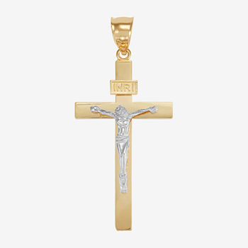 Religious Jewelry Crucifix Unisex Adult 14K Two Tone Gold Cross Pendant