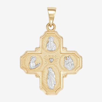 Religious Jewelry Four-Way Medal Unisex Adult 14K Gold Cross Pendant