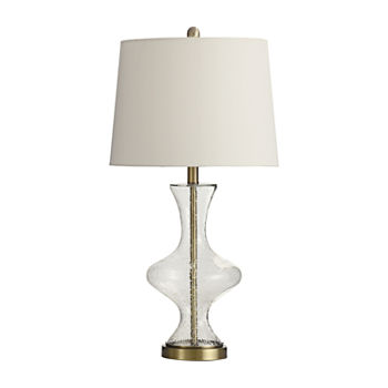Stylecraft 29" Clear Seeded Glass With Antique Rod And Base Table Lamp