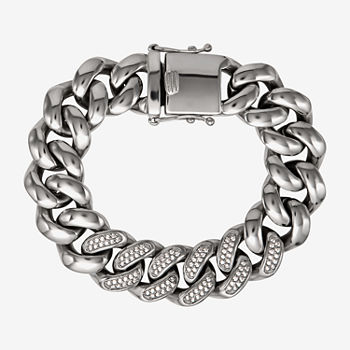 Shaquille O'Neal XLG Stainless Steel 9 Inch Solid Curb Chain Bracelet