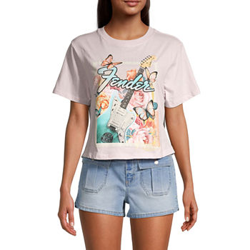 Fender Juniors Womens Cropped Graphic T-Shirt