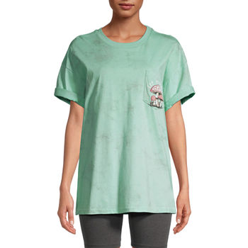 Mighty Fine Juniors Womens Crew Neck Short Sleeve Tie-Dye Graphic T-Shirt