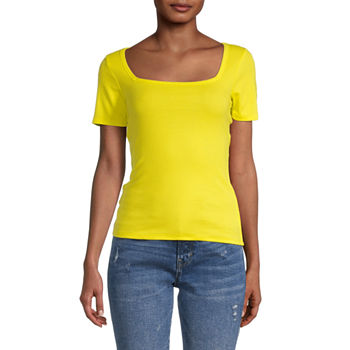 a.n.a Womens Square Neck Short Sleeve T-Shirt