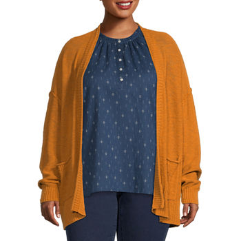 a.n.a Plus Womens Long Sleeve Open Front Cardigan