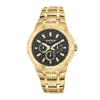 Armitron® Men's 5144 Black Dial Gold-Tone Stainless Steel Watch