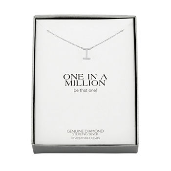 "One In A Million" Letter "I" Womens Diamond Accent Genuine White Diamond Sterling Silver Pendant Necklace