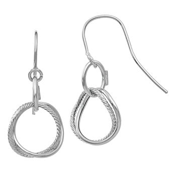 Made In Italy 14K White Gold Round Drop Earrings