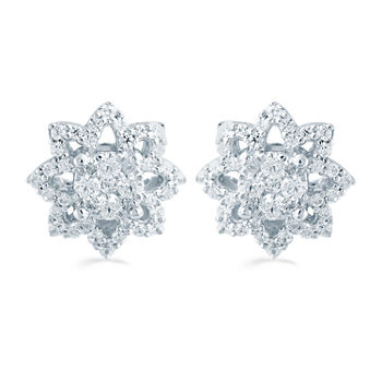 1/2 CT. T.W. Genuine White Diamond Sterling Silver 10.3mm Star Stud Earrings