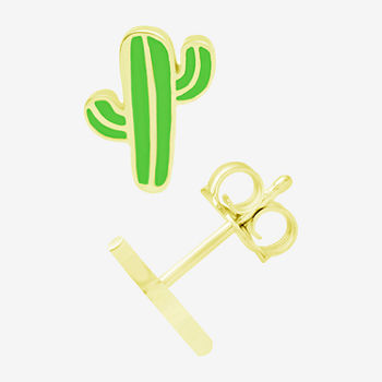 Itsy Bitsy Cactus 14K Gold Over Silver 7mm Stud Earrings