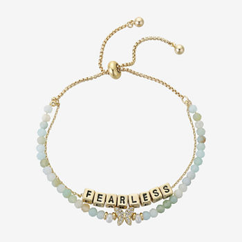 Footnotes Fearless Gold Plate Over Brass Amazonite 8 Inch Link Butterfly Bolo Bracelet