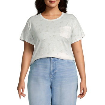 a.n.a Womens Plus Round Neck Short Sleeve T-Shirt