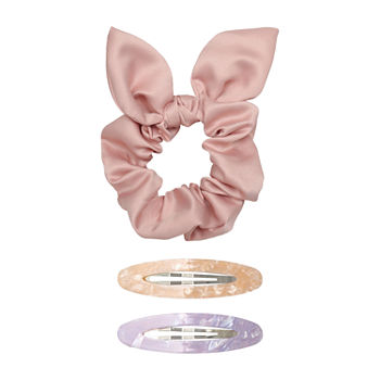 Mixit Pink Scrunchie With Peach & Lavender 3-pc. Hair Clip