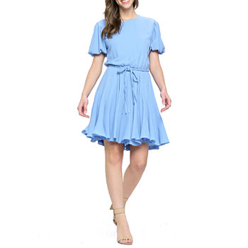 Premier Amour Short Puff Sleeve Fit + Flare Dress