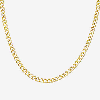 14K Gold Over Silver 24 Inch Hollow Cuban Chain Necklace