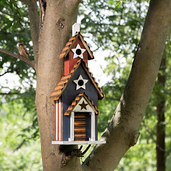 Glitzhome 24.41in Wooden/Rustic Metal Bird Houses