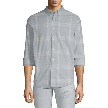 Arizona Mens Classic Fit Long Sleeve Plaid Button-Down Shirt