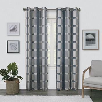 Regal Home Surfaces Plaid Light-Filtering Grommet Top Single Curtain Panel