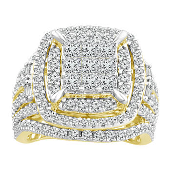 Womens 3 CT. T.W. Genuine White Diamond 10K Gold Engagement Ring