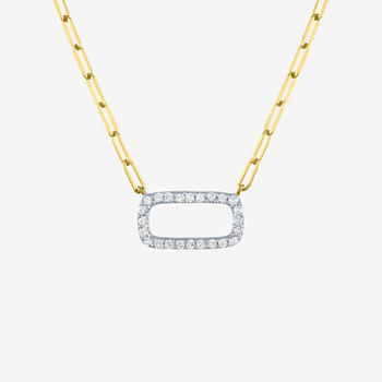 Diamond Addiction Womens 1/8 CT. T.W. Genuine White Diamond 10K Gold Paperclip Pendant Necklace