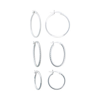 Sterling Silver 3-pr. Hoop Earring Set