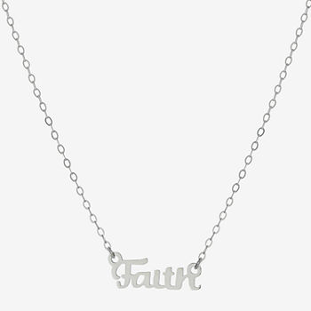 Silver Treasures Faith Sterling Silver 16 Inch Cable Pendant Necklace
