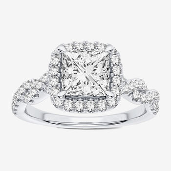 Modern Bride Signature Womens 1 7/8 CT. T.W. Lab Grown White Diamond 14K White Gold Halo Engagement Ring