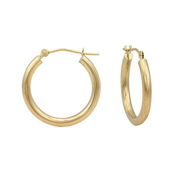 14K Gold Round Polished 21mm Hoop Earrings