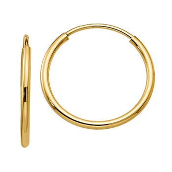 10K GOLD 17mm Round Hoop Earrings