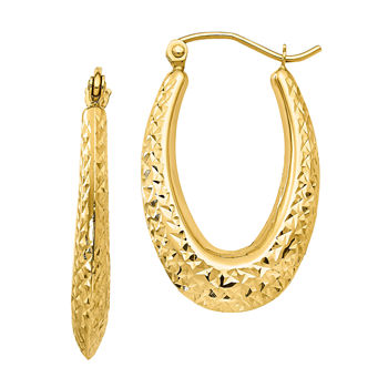 10K Gold 27mm Oval Hoop Earrings
