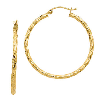 10K Gold 36mm Round Hoop Earrings