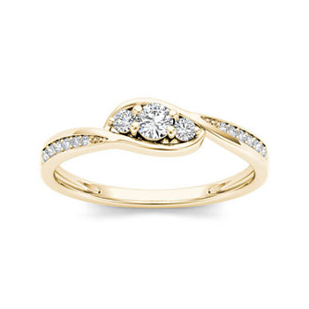 1/5 CT. T.W. Diamond 10K Yellow Gold 3-Stone Engagement Ring