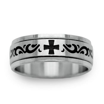 6MM Stainless Steel Cross Wedding Band