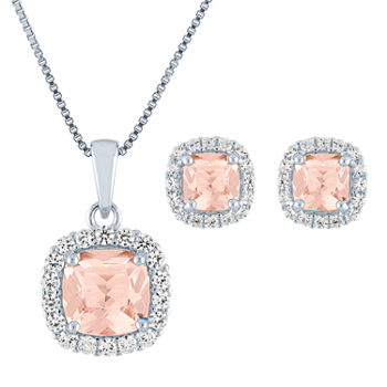 Simulated Pink Morganite Sterling Silver 2-pc. Jewelry Set