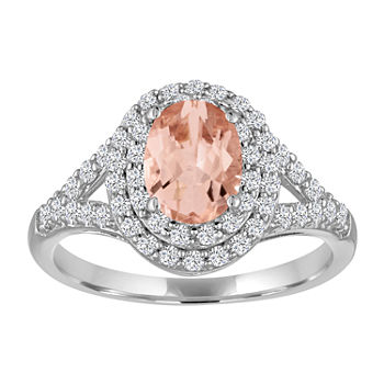 Womens Simulated Pink Morganite Sterling Silver Cocktail Ring