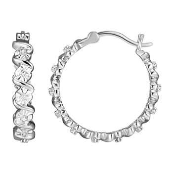 Sparkle Allure Diamond Accent Silver Over Brass Curved Hoop Earrings