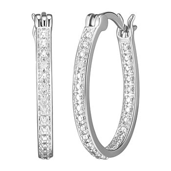 Sparkle Allure Diamond Accent Silver Over Brass Round Hoop Earrings